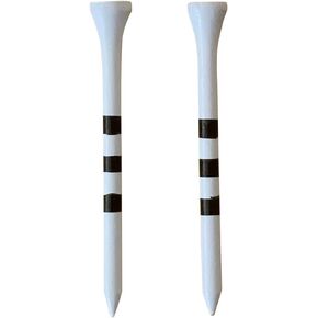 Golf Tees Etc. 2 3/4" & 3 1/4" Wooden Golf Tees with Precision Height Stripes - Pack of 100 (Red/Black or White/Black)