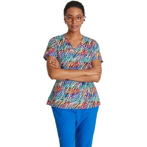 BARCO One Printed Scrub Top for Women - V-Neck Medical Top, Eco-Friendly Fabric, 4-Way Stretch Women's Scrub Top in Kuwait