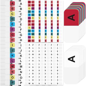 OIIKI 364PCS Alphabet Tabs, Colorful/White A to Z 26 Letters Alphabet Stickers, Alphabetical Tabs Indexes, School Alphabet Label Stickers for Books, Dictionary, Notes, File (14 Sheets)