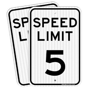 (2 Pack) Speed Limit 5 MPH Sign, 18 x 12 Inches Engineer Grade Reflective Sheeting, Rust Free Aluminum, Weather Resistant, Waterproof, Durable Ink, Easy to Mount