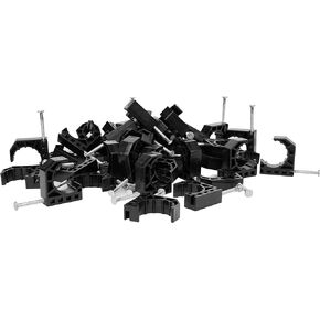 (Pack of 25) EFIELD 3/4-inch Black Color Half Clamp Fixture, J-Hook with Nail For 3/4" PEX Tubing/Pipe Support