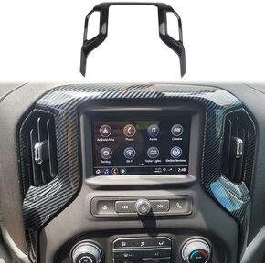 Carbon Fiber Center Console Dashboard AC Air Vent Navigation Cover Trim for 2019-2023 Chevy Silverado 1500/GMC Sierra 1500 for 2020-2024 Sierra/Silverado 2500 3500 HD