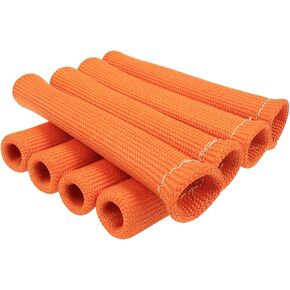 8 Pcs 1800 Celsius High Heat Shield Engine Spark Plug Wire Boots, 6-Inch Thermal Protection Insulator Sleeve Covers for Automobiles or Other Line Protection (Orange)