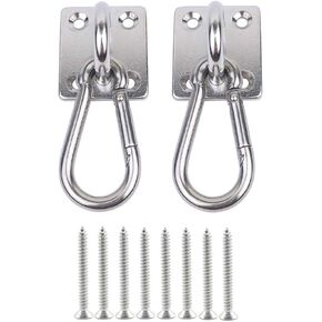 2 Set Heavy Duty Hanger Hook Hammock Wall Mount, Suspension Ceiling Hooks Outdoor Swing Mounting Hook Exercise Hook Stainless Steel Swivel Carabiner Yoga Ceiling Mount Swing Hook