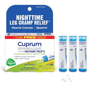 Boiron Cuprum Metallicum 6C Homeopathic Medicine for Nighttime Leg Cramp Relief, Muscle Cramps, and Spasms - 3 Count (240 Pellets)