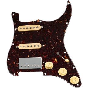 Musiclily Pro HSS Pre-wired Pickguard ST Guitar Loaded Pickguard with Artec Alnico 5 Single Coil Humbucker Pickups for American/Mexico Squier Strat Style Electric Guitar, 3ply Aged White