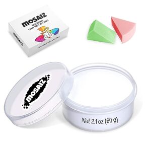 Clown White Makeup Cream, White Foundation Cream for Halloween Costumes and Special Effects, White Facepaint Makeup, 2.1 oz (60 gr), Including Sponges for an Easy Application