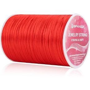 Nylon Cord Satin String,BFANGZ 110 Yards String for Necklace Bracelet Jewelry Making Chinese Knot Craft Macrame Waxed Trim Bulk Beading Thread (2.5MM, Red)