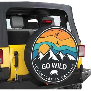 Elemental Peace Spare Tire Cover,Sun Moon Mountain Lake Cover PVC Leather Waterproof Dust-Proof Universal Fit for Jeep Wrangler Trailer RV SUV Camper Vehicle-15 inch