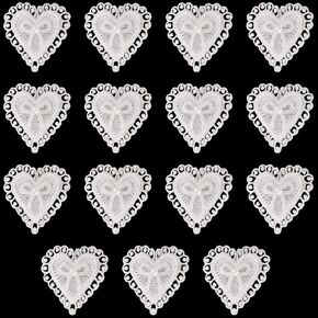 15 جهاز كمبيوتر شخصى الدانتيل القلب يزين القلب القوس الدانتيل حافة تقليم القلب اللؤلؤ خياطة على الحديد على بقع DIY بها بنفسك الحرف الملابس فستان قبعة العروس إكسسوارات الشعر ديكور الزفاف - أبيض in Kuwait