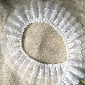 5 Yards of 9cm Width Premium Two-layer Ruffle Flowers Embroidered Lace Fabric Trim (Black)