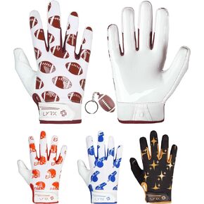 Kids Football Receiver Gloves: Elevate Your Game with Sticky Wide Performance! Designed for Kids - Experience Comfort and Flexibility with Stretch Fit (F2 Footballs, Kids S (6.0"))