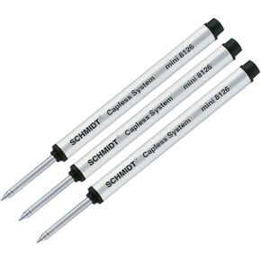 Lanier Refill Combo Pack - 3 Schmidt 8126Mini Capless System Rollerball Refill Black Fine Tip
