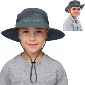Zando Kids Sun Hat Outdoor UPF 50+ Boys Sun Hat Wide Brim Kids Fishing Bucket Hat for Kids Hiking Camping Beach Safari Hat