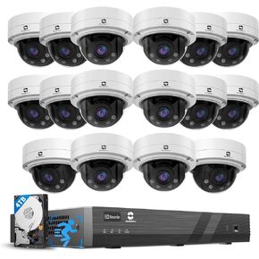 نظام كاميرا الأمان GWSECU 16 قناة، 4K 16CH NVR 4TB HDD، اكتشاف الإنسان الذكي AI، 16X 5MP IP66 IK10 كاميرات IP PoE مقاومة للتخريب مع ميكروفون، عدسة تكبير متغيرة البؤر بمحرك 2.8-12 مم، G51616MD57 in Kuwait