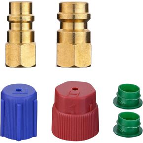 R12 to R134a Conversion Fitting Adapter Kit - R12 to R134a Retrofit Kit with High/Low Side Fitting, Conversion Kit with Fitting Port 1/4" to 7/16" Fit for Car A/C Air Conditioner Refrigerant