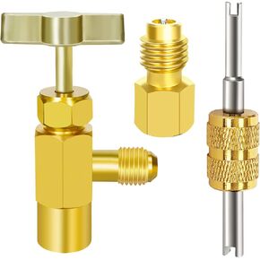 R134A Self Sealing Can Tap Valve Refrigerant Dispenser Tool with Tank Adapter for 1/4 and 1/2-inch AC Freon Charging Hose (1/2 Self Sealing)