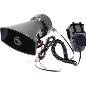 7 Tone Sound Car Siren Megaphone Vehicle Horn 12V 80W with Mic PA Speaker System Emergency Sound Amplifier Auto Siren Emergency Sounds Electric Horn Hooter Ambulance Siren Traffic Sound