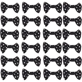 100 Pack Polka Dot Ribbon Bow Ties Cute Mini Bow Knot for Pet Hairpin Ornaments Paper Clip Bookmark Gift Wrapping Party Favor Bag Christmas Decoration (Black)