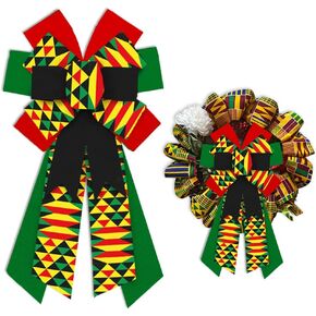 Hying Large Juneteenth Wreath Bows for Front Door, Happy Kwanzaa Bows Red Black Burlap Bows Black History Month Bows African American Freedom Craft Bows for Wreath Juneteenth Decorations Supplies