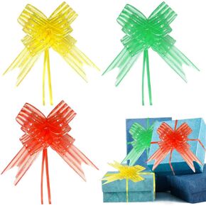ABTOLS 60 Pieces Large Pull Bows for Gift Wrapping, Birthday Gift Wrap Ribbon Pull Bows for Gift Basket Red Pink Heart Bows Ribbon Pull Bows for Birthday Presents, Wedding Baskets Decoration