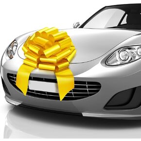 Zoe Deco Big Car Bow (Yellow, 18 inch) Gift Bows, Giant Bow for Car, Birthday Bow, Huge Car Bow, Car Bows, Big Bow for Gifts, Christmas Bows for Cars, Gift Wrapping, Big Gift Bow