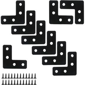 Black Stainless Steel L Braces Flat Corner Braces 40mm x 40mm/1.57 x 1.57 Inch Angle Brackets Connector Fixing Repair Joint Bracket for Wood Furniture (20Pcs)
