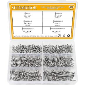 270 Pieces 410 Stainless Steel Self Drilling Screws Set (#8 Flat Head)