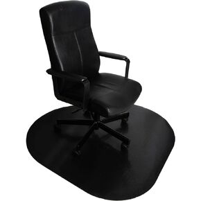 DESKU Rounded Triangle Desk Chair Mat – Heavy-Duty PVC Mats Optimised for Carpet Floor Protection, Black, 46x50 Inches, Made in The USA
