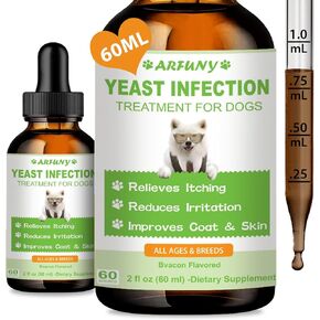 علاج عدوى الخميرة الطبيعية للكلاب | 60 مل يدعم تخفيف الحكة الصحية | علاج عدوى الأذن بالخميرة لدى الكلاب | تخفيف التهابات الكلاب وتخفيف الحساسية وتخفيف الحكة الجلدية | 2 أونصة سائلة، نكهة لحم الخنزير المقدد in Kuwait