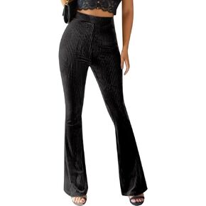 Women's Solid High Waist Mermaid Ruffle Flare Pants Casual Stretchy 70's Disco Bell Bottom Wide Leg Leggings Yoga Trousers