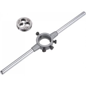 uxcell Die Stock Handle Wrench Set, M3.5 x 0.35 Threading Round Die and 20mm (Fit M3.5-M6 Dies) Holder Adjustable Wrench Hand Tool