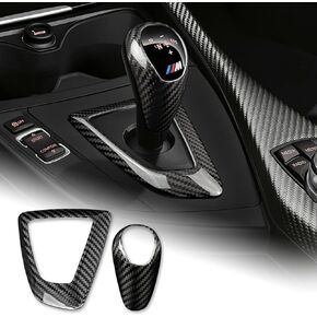 AIRSPEED Carbon Fiber Car Gear Shift Knob Cover Sticker Trim for BMW M2 2014-2018 with Automatic Transmission, Black