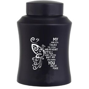 6 Inches Medium Urn for Ashes, Aluminium Small Urn, Cremation Ash Urn, Ashes Holder, Small urn for Family & Loved Ones-Black
