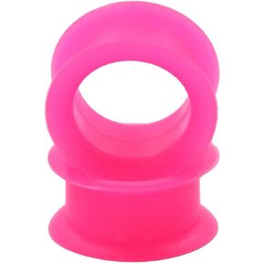 Pair 1" (25MM) PINK SILICONE EYELET TUNNELS Double Flare Gauges Thin Soft Flexible Flesh Plugs (2pcs)