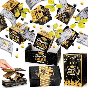 Jerify 23 Pcs Graduation Explosion Gift Box Kit Explosion Graduation Gift Box for Money with Graduation Gift Bag Explosion Gift Money Box for Cash Gift 2024 Graduation Party Gift Supplies