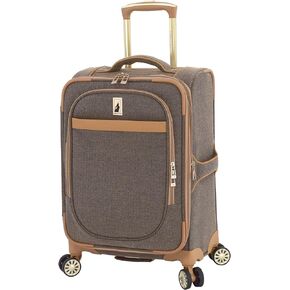 London Fog Kensington Navy Sand Herringbone 20" Expandable Spinner Carry, 20 Inch