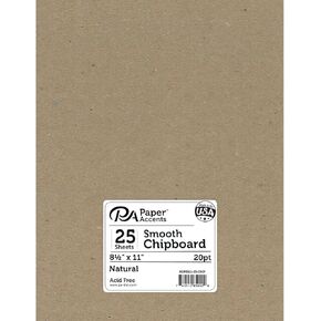 Chipboard 8.5x11 20pt 25pcPk Natural