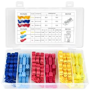 MuHize Wire Connectors - 120 Pcs Upgraded Electrical T-Tap Wire Terminals, Waterproof Quick Splice Wire Terminals, Self-Stripping Insulated Male Quick Disconnect Spade Terminals Assortment Kit