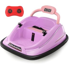 سيارة ممتصة للصدمات للأطفال الصغار من إليمارا، سيارة ممتصة للصدمات كهربائية 12 فولت مع وضعين للقيادة، جهاز تحكم عن بعد، حزام أمان، أضواء LED وملصقات يدوية للأطفال (أرجواني)، كبير in Kuwait