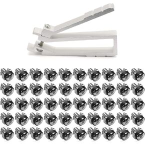 kwmobile 50 Pack M6 Cage Nuts, Bolts and Washers Kit - Cage Nuts Set With Tool for Installation Extraction - For Patch Panel Rack Mount - Black