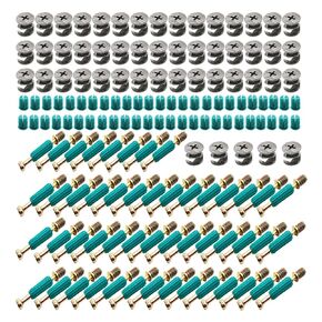 50 Set 3-in-1 Furniture Connecting Hardware Cam Lock Fasteners Kit,Cam Fitting Pre-Inserted Nut and Eccentric Wheel with Dowels Cam Locks for Furniture Crib Cabinet Drawer Wardrobe Splicing