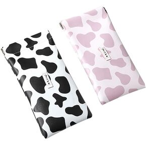 2 Pcs Soft Sunglass Case,Portable Squeeze Top Leather Glasses Case Eyeglasses Pouch Sunglasses Bag Sunglass Organizer Pouch Bags