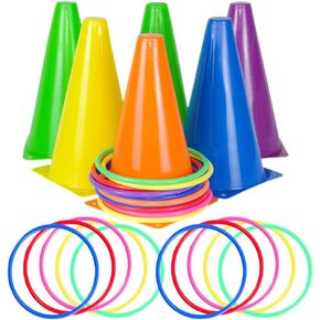 Carnival Games 1 Set Ice Cream Cone Ring Summer Sets Athletic Sets Summer Throwing Ring Game Outdoor Family Games Yard Games Colored Cones Sports Training Tools Sports Cones