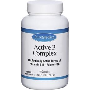 Euromedica Active B Complex - 60 Capsules - Biologically Active Forms of Vitamin B12, Folate & B6 - Non-GMO, Vegan, Gluten Free - 60 Servings