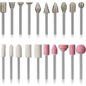 Diamond Burr Set for Dremel, Rotary Tool Grinding Cutting Wheel Stone Glass Tile Jewelry Engraving Rock Etching Masonry 1/8" Die Grinder Carving Cutter Metal Engraver Kit - 36pc Set