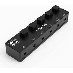 Cubilux 5-Way 3.5mm Headphone Splitter with Switch Control, Aluminum Case 5-Channel 1/8" Stereo Audio Splitter, Multi-Port TRS AUX Share/Split Box/HUB for Speaker Earphones Laptop PC Smartphone Tablet