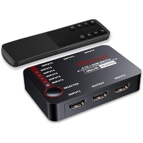 محول HDMI 5x1 من TESmart، 5 في 1 خارج 4K@60 هرتز، محول HDMI CEC والتبديل التلقائي مع جهاز التحكم عن بعد بالأشعة تحت الحمراء، 5 منافذ HDMI محدد متوافق مع HDTV DVD Xbox PS4/PS5 Apple Roku TV in Kuwait