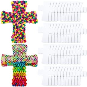 Windkream 48 Pcs Christian Cross Crafts for Kids 6 x 7 Inch DIY Religious Sticky Boards Make Your Own Sunday School VBS Bible Crafts Christian Gift School Church Activities Decoration