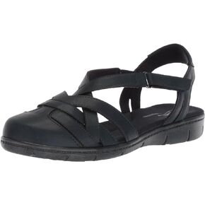 Easy Street Womens Garrett Faux Leather Strappy Flat Sandals